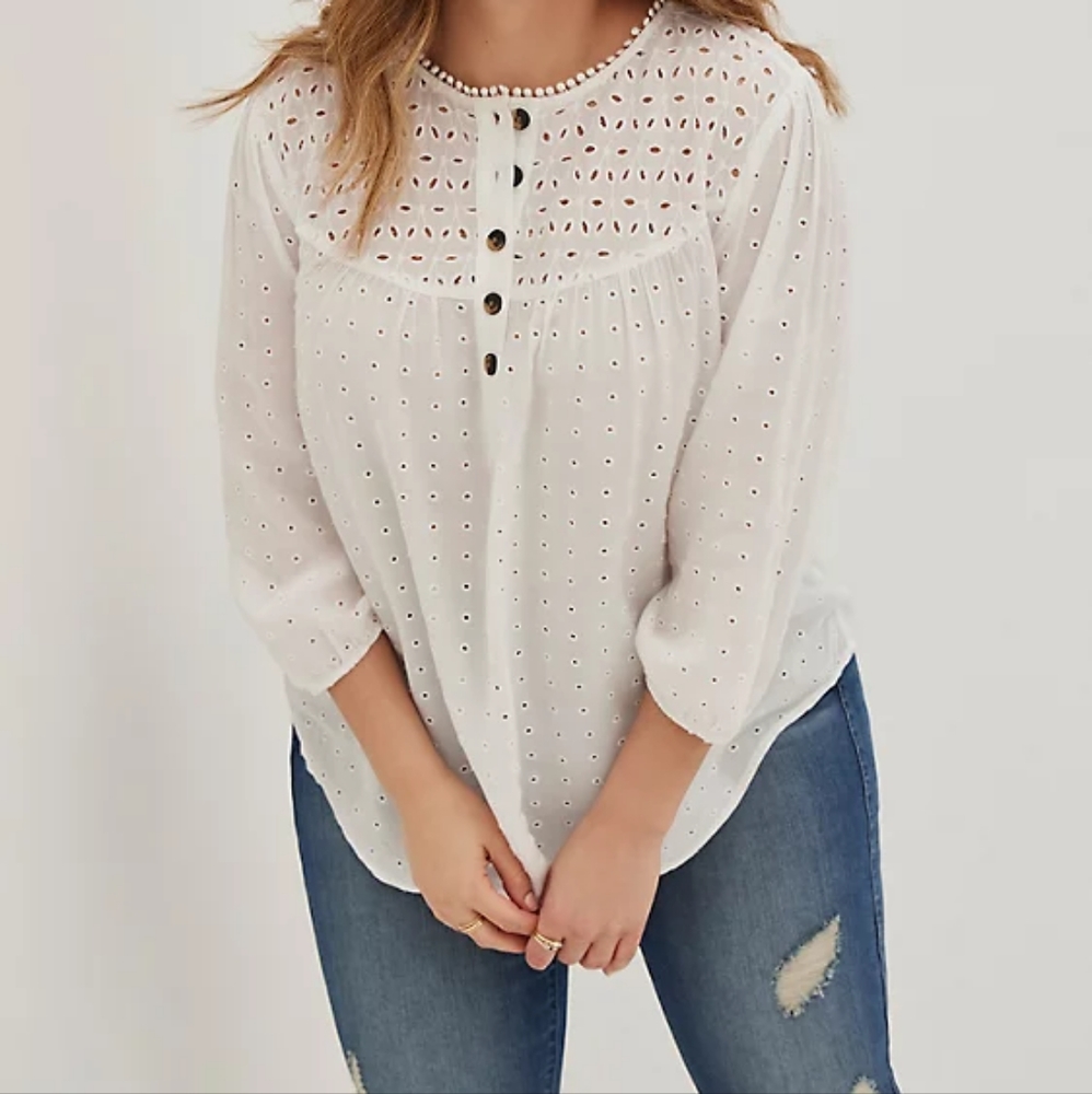 Torrid eyelet peasant top